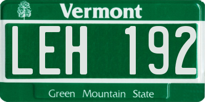 VT license plate LEH192