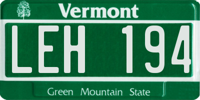 VT license plate LEH194