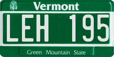 VT license plate LEH195