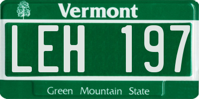 VT license plate LEH197