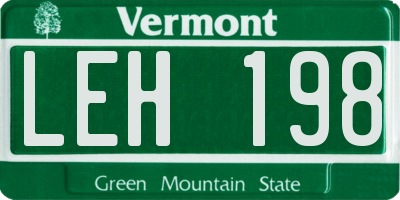 VT license plate LEH198