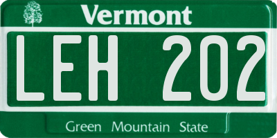 VT license plate LEH202