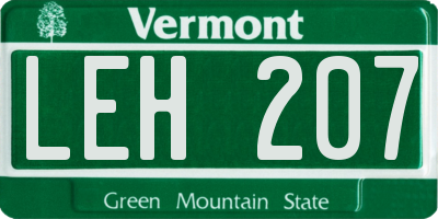 VT license plate LEH207