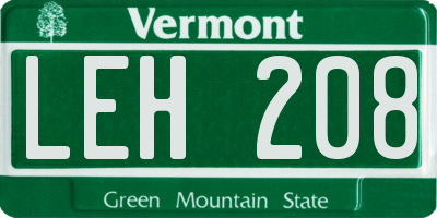 VT license plate LEH208
