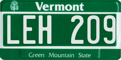 VT license plate LEH209