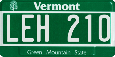 VT license plate LEH210