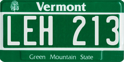 VT license plate LEH213