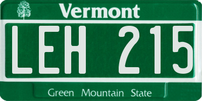 VT license plate LEH215