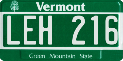 VT license plate LEH216