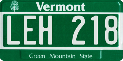 VT license plate LEH218