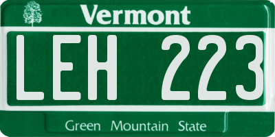 VT license plate LEH223