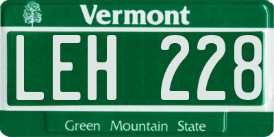 VT license plate LEH228