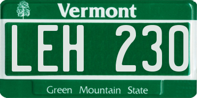 VT license plate LEH230