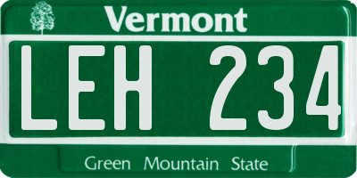 VT license plate LEH234