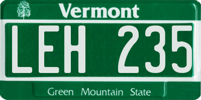 VT license plate LEH235