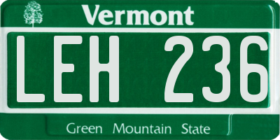 VT license plate LEH236