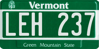VT license plate LEH237