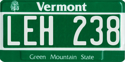 VT license plate LEH238