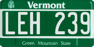VT license plate LEH239