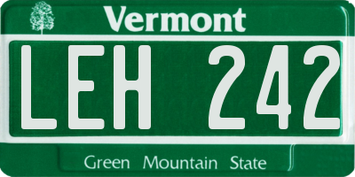 VT license plate LEH242
