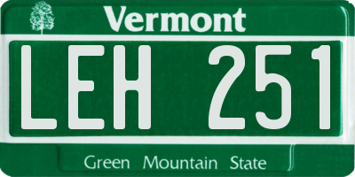 VT license plate LEH251