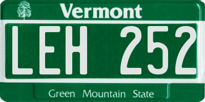 VT license plate LEH252