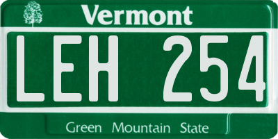 VT license plate LEH254