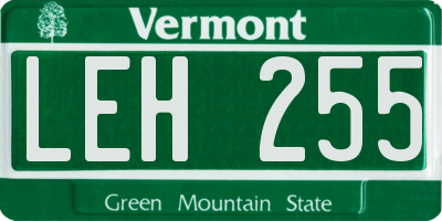 VT license plate LEH255