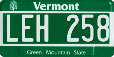 VT license plate LEH258