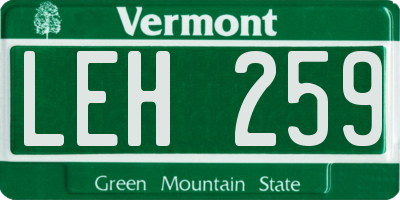 VT license plate LEH259