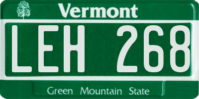 VT license plate LEH268