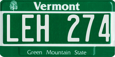 VT license plate LEH274
