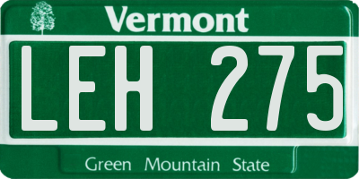 VT license plate LEH275