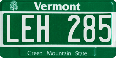 VT license plate LEH285