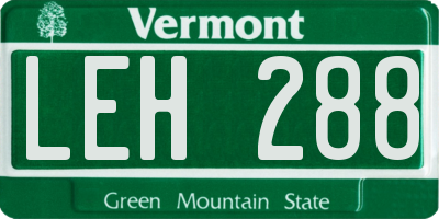 VT license plate LEH288