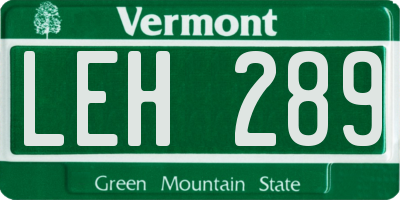 VT license plate LEH289