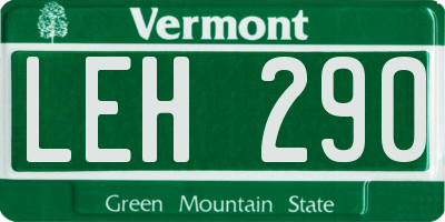 VT license plate LEH290