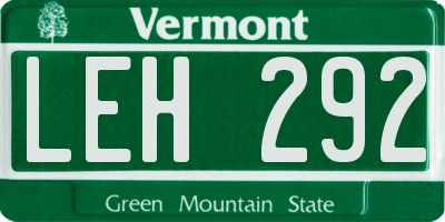 VT license plate LEH292