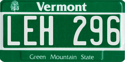 VT license plate LEH296