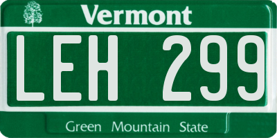 VT license plate LEH299