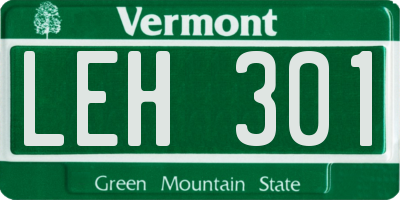 VT license plate LEH301