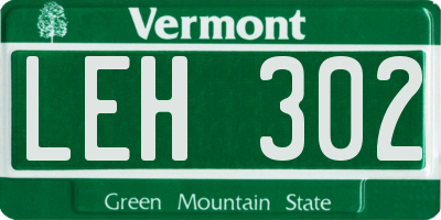 VT license plate LEH302