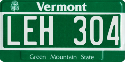 VT license plate LEH304