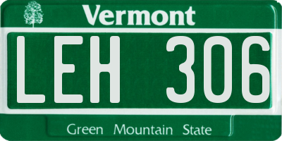 VT license plate LEH306