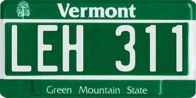 VT license plate LEH311