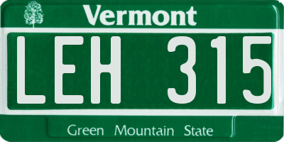 VT license plate LEH315