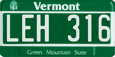 VT license plate LEH316