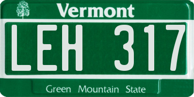 VT license plate LEH317
