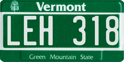 VT license plate LEH318