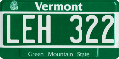 VT license plate LEH322